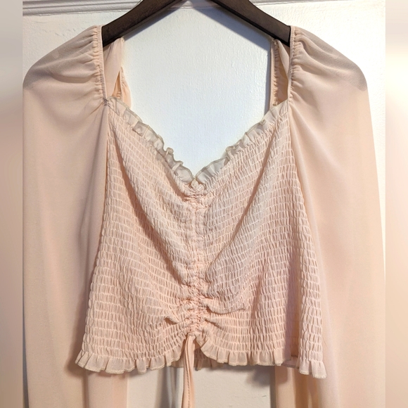 NWOT: Adjustable Crop Top/Peasant Top | Blush BJ - Picture 2 of 4